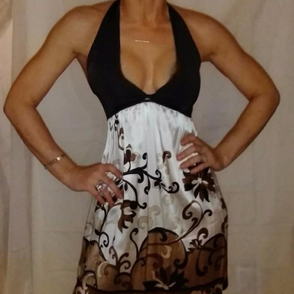 Silk/Rayon Halter Cocktail Dress